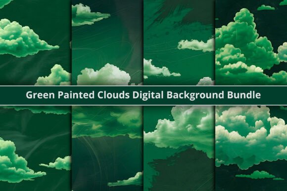 Download Green Painted Clouds Digital Backgrounds - Digital background Collection