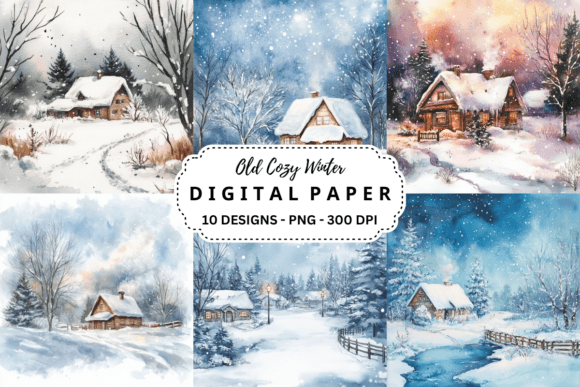 Download Watercolor Old Cozy Winter Background - Background Collection
