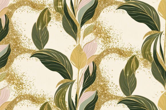 Download Gold Leaves Seamless Pattern Background - Background Collection