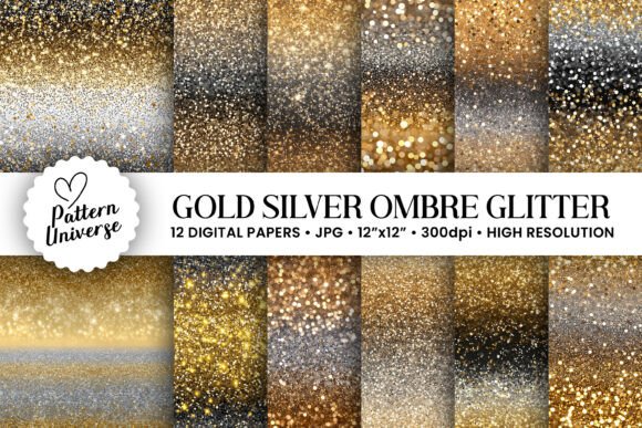 Download Gold Silver Glitter Ombre Backgrounds - Background Collection