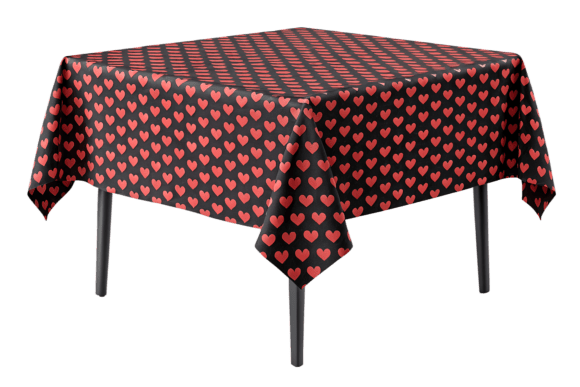 Download Tablecloth with Red Hearts Pattern PNG - Tablecloth Collection
