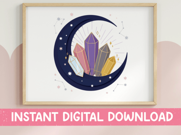Download Moon Crystals Celestial Gemstone Design - Gemstone design Collection