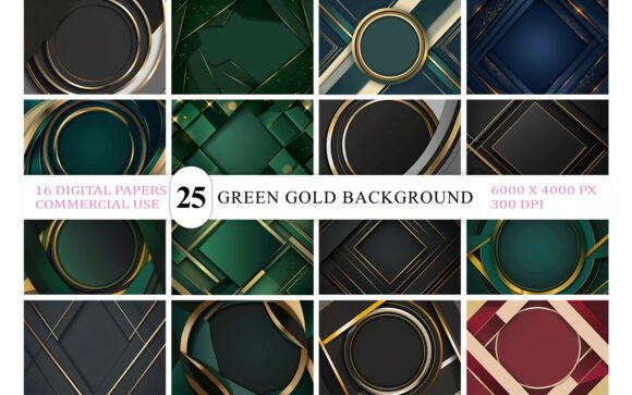 Download Luxury Green Gold Geometric Background - Background Collection