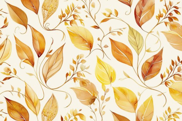 Download Gold Leaves Seamless Pattern Background - Background Collection