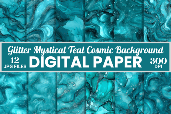 Download Glitter Mystical Teal Cosmic Background - Background Collection