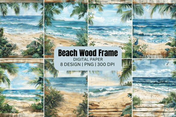 Download Watercolor Beach Wood Frame Background - Background Collection
