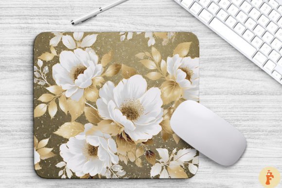 Download White and Gold Floral Bouquet Mouse Pad - Premium Resources