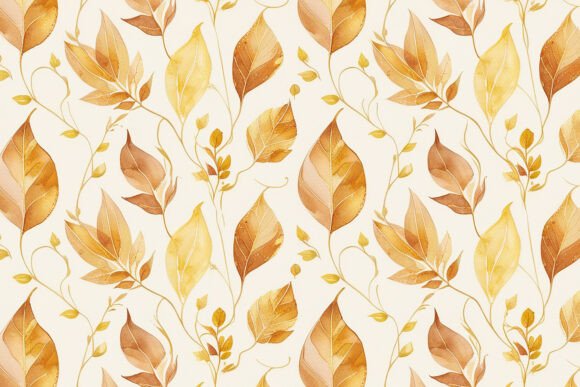 Download Gold Leaves Seamless Pattern Background - Background Collection
