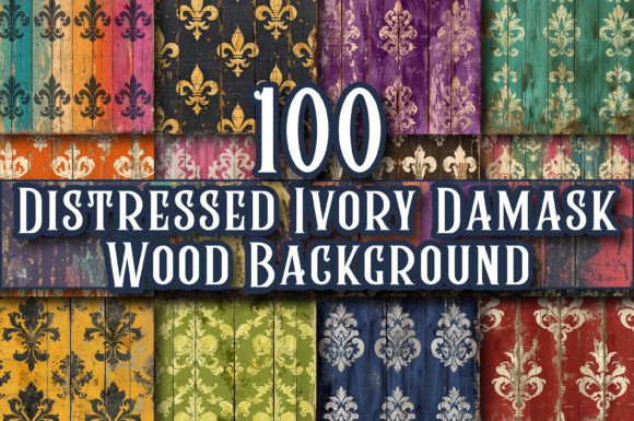 Download Distressed Ivory Damask Wood Background - Background Collection