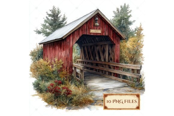 Download Old Covered Bridge Scrapbook Background - Background Collection