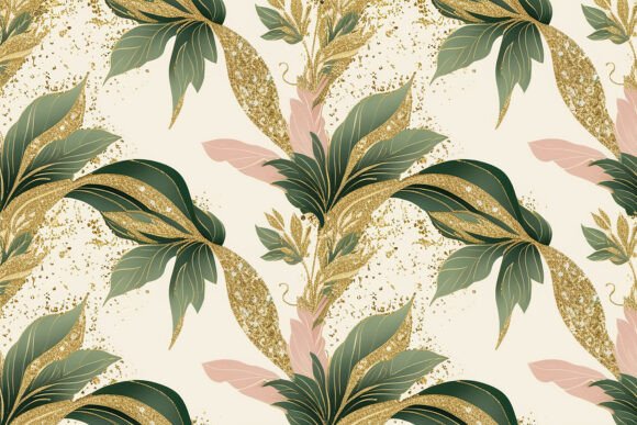 Download Gold Leaves Seamless Pattern Background - Background Collection