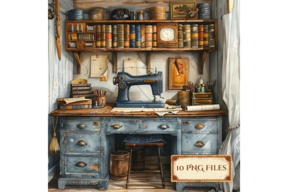 Download Vintage Sewing Room Scrapbook Background - Background Collection