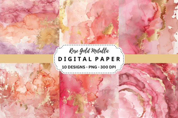 Download Watercolor Rose Gold Metallic Background - Background Collection