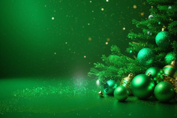 Download Vintage Green Christmas Background - Background Collection