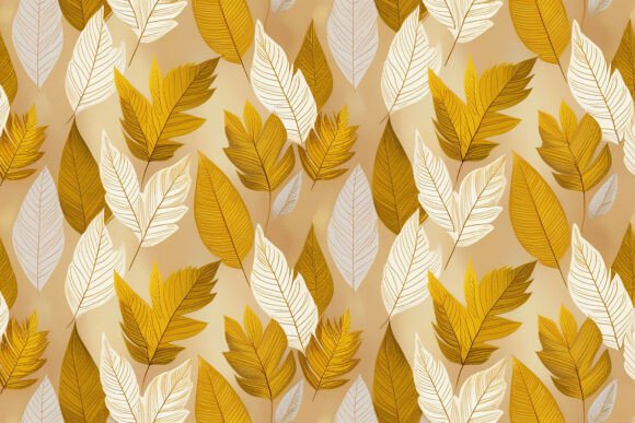 Download Gold Leaves Seamless Pattern Background - Background Collection