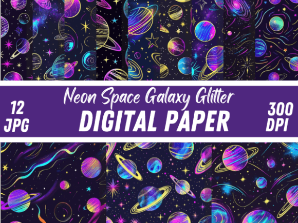 Download Neon Space Galaxy Glitter Backgrounds - Background Collection