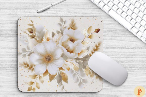 Download White and Gold Floral Bouquet Mouse Pad - Premium Resources